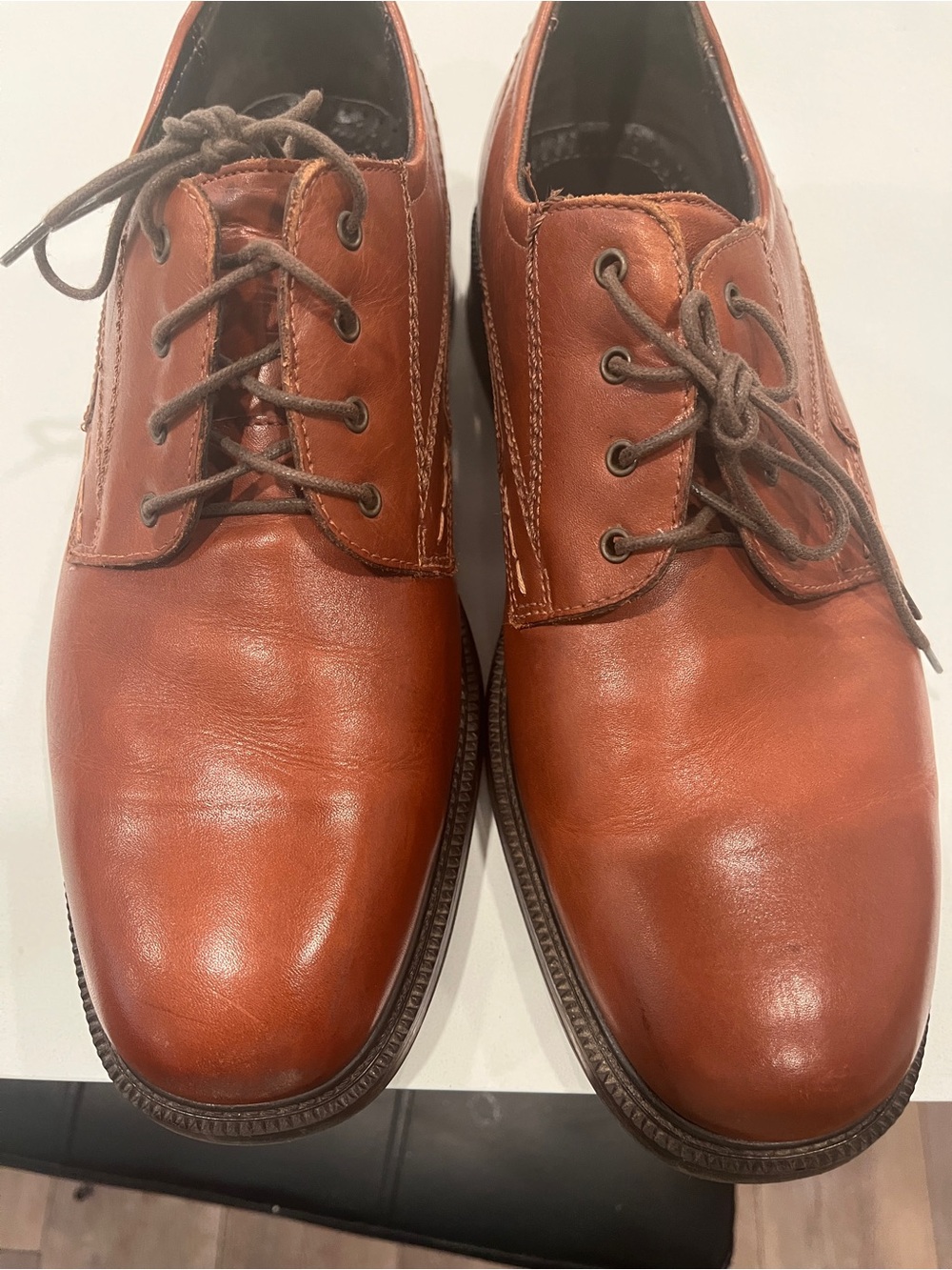 Men’s Bill Blass Brown Leather Lace-Up Oxford Derby Shoes
